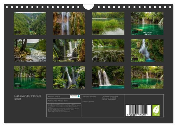 Produktbild: Naturwunder Plitvicer Seen (Wandkalender 2026 DIN A4 quer), CALVENDO Monatskalender