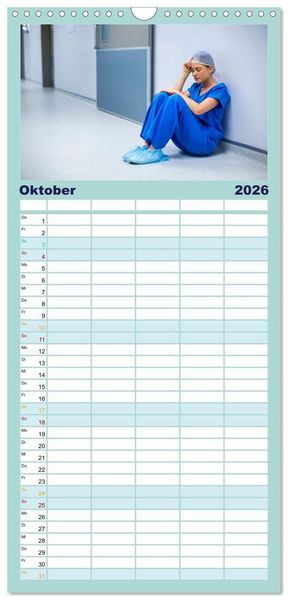 Produktbild: Familienplaner 2026 - Im Dienst der Gesundheit - Krankenpflege mit 5 Spalten (Wandkalender, 21 x 45 cm) CALVENDO
