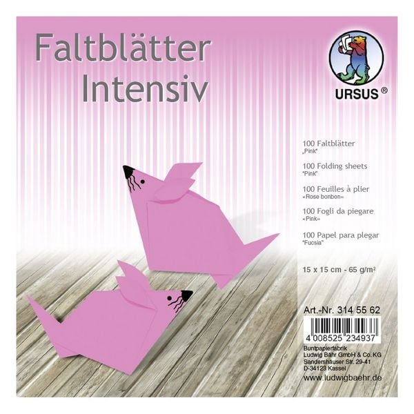Produktbild: URSUS Faltbl&auml;tter Intensiv, 15 x 15 cm, pink