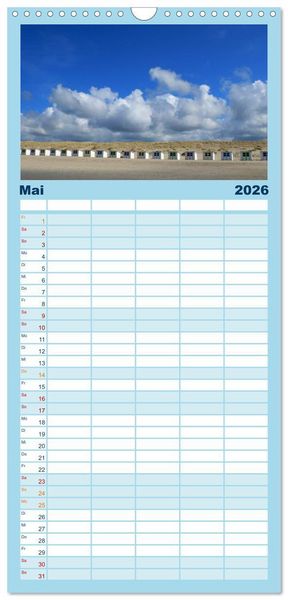 Produktbild: Familienplaner 2026 - Strandwanderungen auf Texel mit 5 Spalten (Wandkalender, 21 x 45 cm) CALVENDO