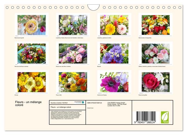 Produktbild: Fleurs - un m&eacute;lange color&eacute; (Calendrier mural 2026 DIN A4 vertical), CALVENDO calendrier mensuel