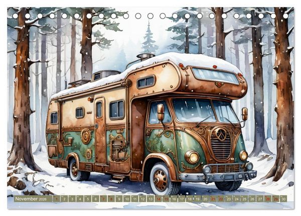 Produktbild: Steampunk Wohnmobile (Tischkalender 2026 DIN A5 quer), CALVENDO Monatskalender