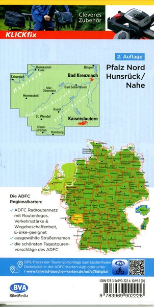 Produktbild: BVA ADFC Regionalkarte Pfalz Nord/ Hunsr&uuml;ck/ Nahe 1:75.000