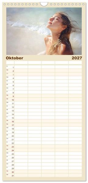 Produktbild: Familienplaner 2027 - Entspannen am Strand mit 5 Spalten (Wandkalender, 21 x 45 cm) CALVENDO