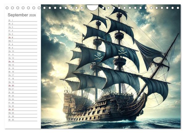 Produktbild: KI Piraten - Abenteuer der Seer&auml;uber auf hoher See (Wandkalender 2026 DIN A4 quer), CALVENDO Monatskalender