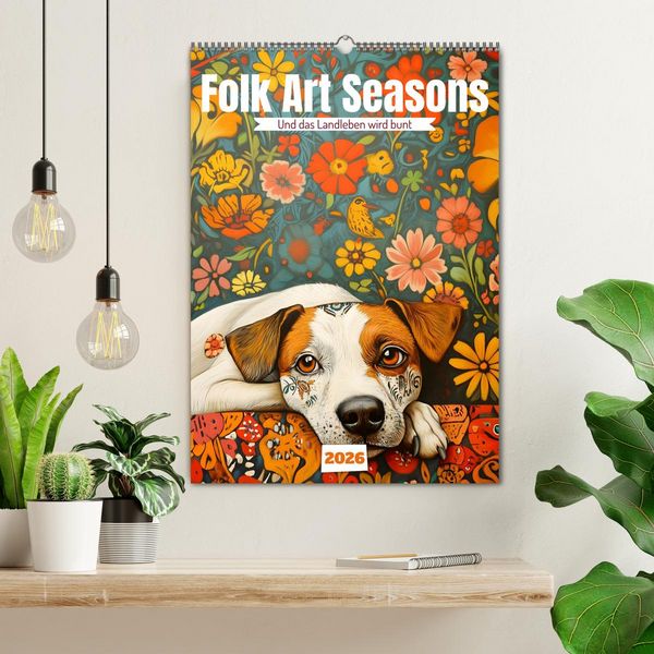 Produktbild: Folk Art Seasons (Wandkalender 2026 DIN A2 hoch), CALVENDO Monatskalender