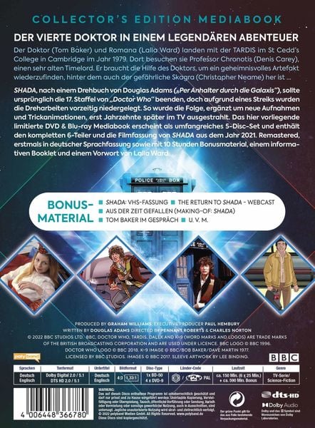 Produktbild: Doctor Who: Der Vierte Doktor - Shada (Mediabook Edition, DVD & Blu-ray Combo) LTD.