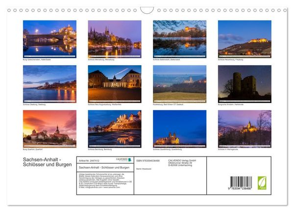 Produktbild: Sachsen-Anhalt - Schl&ouml;sser und Burgen (Wandkalender 2027 DIN A3 quer), CALVENDO Monatskalender