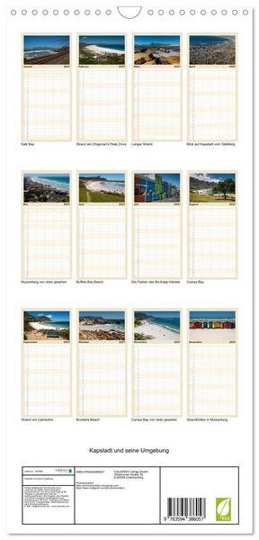 Produktbild: Familienplaner 2027 - Kapstadt und seine Umgebung mit 5 Spalten (Wandkalender, 21 x 45 cm) CALVENDO