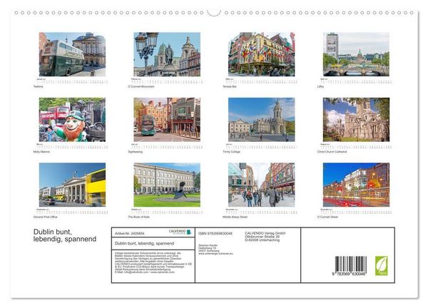 Produktbild: Dublin bunt, lebendig, spannend (hochwertiger Premium Wandkalender 2027 DIN A2 quer), Kunstdruck in Hochglanz