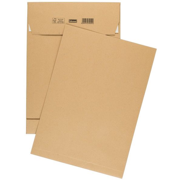 Produktbild: Idena Faltentasche 130g/m&sup2; haftklebend ohne Fenster braun DIN C4 100 St&uuml;ck 4cm Boden