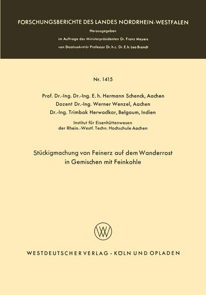 Produktbild: St&uuml;ckigmachung von Feinerz auf dem Wanderrost in Gemischen mit Feinkohle