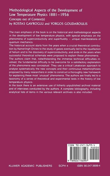 Produktbild: Methodological Aspects of the Development of Low Temperature Physics 1881&ndash;1956