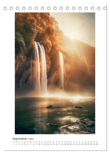 Produktbild: Malerische Wasserf&auml;lle (Tischkalender 2026 DIN A5 hoch), CALVENDO Monatskalender