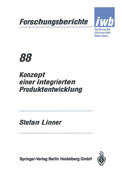 Konzept einer integrierten Produktentwicklung, Taschenbuch von Stefan Linner, Springer Berlin, 9783540590163