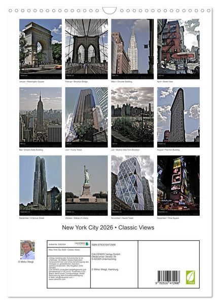 Produktbild: New York City 2026 &bull; Classic Views (Wandkalender 2026 DIN A3 hoch), CALVENDO Monatskalender