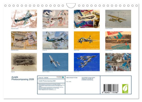 Produktbild: Aviatik Photocomposing 2026 (Wandkalender 2026 DIN A4 quer), CALVENDO Monatskalender