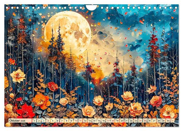 Produktbild: Blumenn&auml;chte im Mondlicht - Poesie des Himmels und der Erde (Wandkalender 2026 DIN A4 quer), CALVENDO Monatskalender