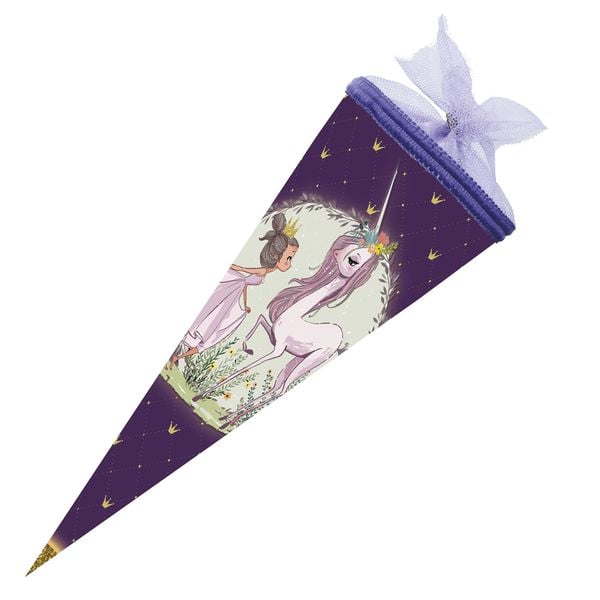 Schultüte Einhorn Prinzessin 22cm rund