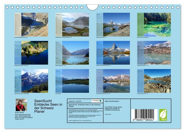 Produktbild: SeenSucht Entdecke Seen in der Schweiz Planer (Wandkalender 2026 DIN A4 quer), CALVENDO Monatskalender