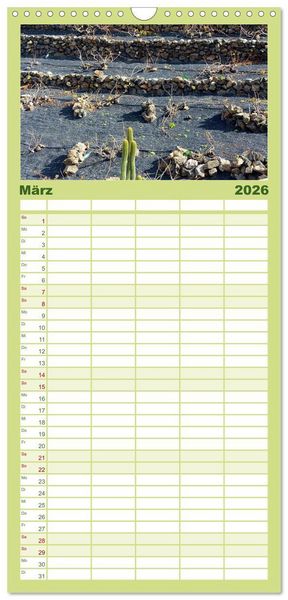 Produktbild: Familienplaner 2026 - Vulkaninsel Lanzarote mit 5 Spalten (Wandkalender, 21 x 45 cm) CALVENDO