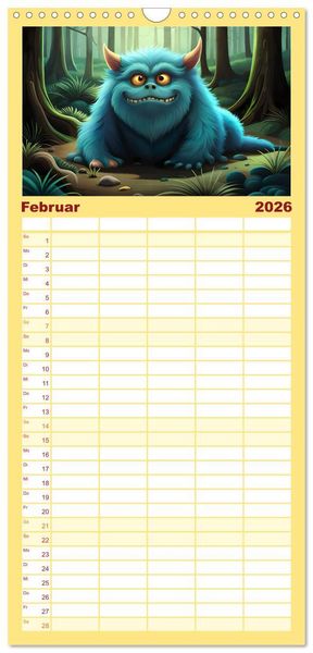 Produktbild: Familienplaner 2026 - Keine Angst vor Monstern mit 5 Spalten (Wandkalender, 21 x 45 cm) CALVENDO