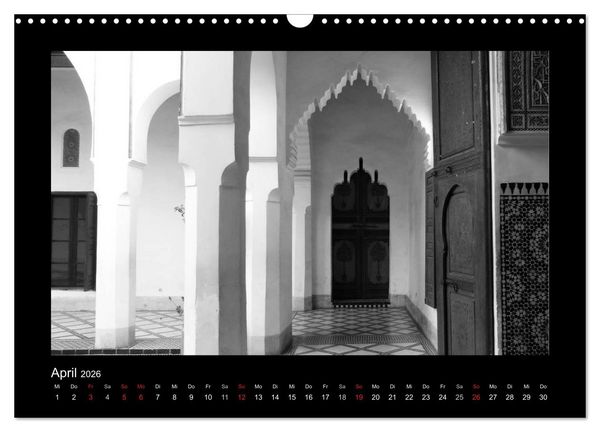 Produktbild: Marokko - Nostalgie in schwarz-weiss (Wandkalender 2026 DIN A3 quer), CALVENDO Monatskalender