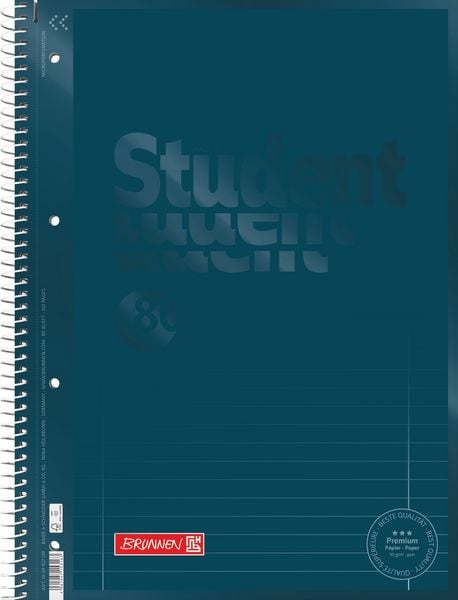 Produktbild: Brunnen Collegeblock Premium Student Colour Code &brvbar; A4, Lineatur 27, 80 Blatt, denim