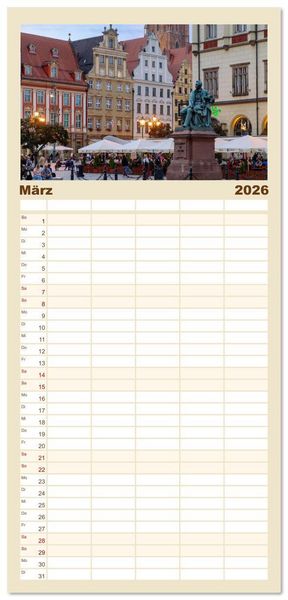 Produktbild: Familienplaner 2026 - Polen. Von Krakau bis Danzig: Bilder voller Atmosph&auml;re mit 5 Spalten (Wandkalender, 21 x 45 cm) CALVENDO