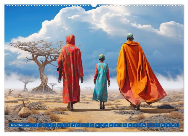 Produktbild: Surrealistische Bilder - Inspiriert von den Massai (Wandkalender 2026 DIN A2 quer), CALVENDO Monatskalender