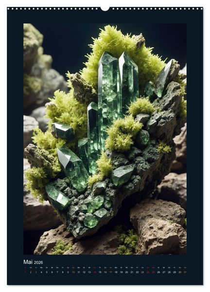 Produktbild: Fantastische Mineralien - Geheimnisvolle Sch&auml;tze (hochwertiger Premium Wandkalender 2026 DIN A2 hoch), Kunstdruck in Hochglanz