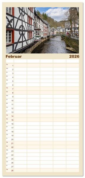 Produktbild: Familienplaner 2026 - Monschau Impressionen mit 5 Spalten (Wandkalender, 21 x 45 cm) CALVENDO