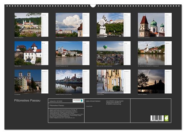 Produktbild: Pittoreskes Passau (Wandkalender 2026 DIN A2 quer), CALVENDO Monatskalender