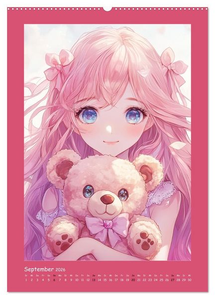 Produktbild: Zauberhafte Momente. Rosa Tr&auml;ume im Manga-Stil (Wandkalender 2026 DIN A2 hoch), CALVENDO Monatskalender