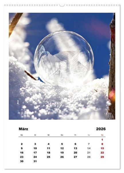 Produktbild: Frostige Seifenblasen (hochwertiger Premium Wandkalender 2026 DIN A2 hoch), Kunstdruck in Hochglanz