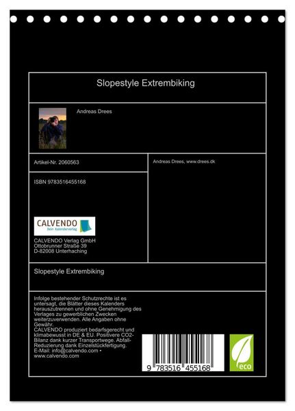 Produktbild: Slopestyle Extrembiking (Tischkalender 2026 DIN A5 hoch), CALVENDO Monatskalender