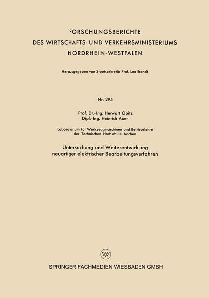 Produktbild: Untersuchung und Weiterentwicklung neuartiger elektrischer Bearbeitungsverfahren