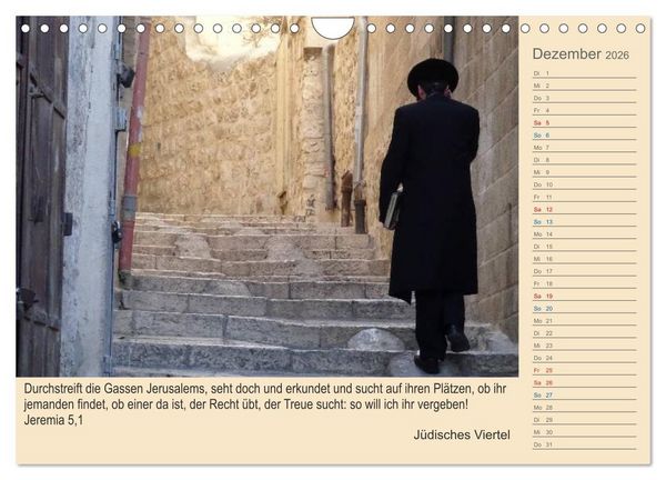 Produktbild: Jerusalem mit Bibelversen / Geburtstagsplaner (Wandkalender 2026 DIN A4 quer), CALVENDO Monatskalender