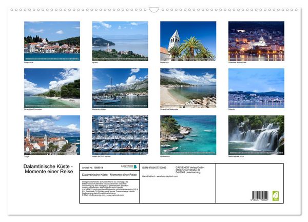 Produktbild: Dalamtinische K&uuml;ste - Momente einer Reise (Wandkalender 2026 DIN A2 quer), CALVENDO Monatskalender