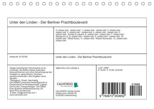 Produktbild: Unter den Linden - Der Berliner Prachtboulevard (Tischkalender 2022 DIN A5 quer)