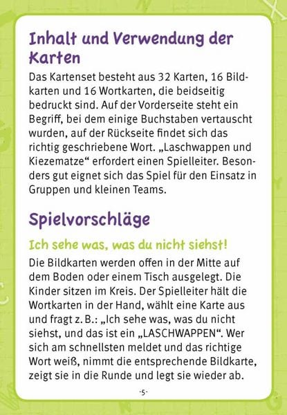 Produktbild: Laschwappen und Kiezematze. Vertauschte Buchstaben