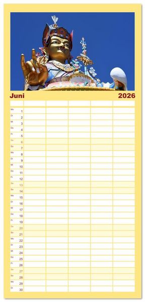 Produktbild: Familienplaner 2026 - Buddhas & Bhodisattvas mit 5 Spalten (Wandkalender, 21 x 45 cm) CALVENDO