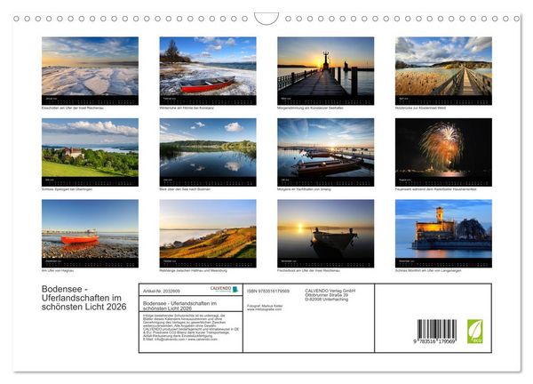 Produktbild: Bodensee - Uferlandschaften im sch&ouml;nsten Licht 2026 (Wandkalender 2026 DIN A3 quer), CALVENDO Monatskalender