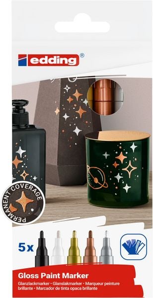Produktbild: Edding Glanzlackmarker 751 Creative Metallic 1-2mm 5er Set