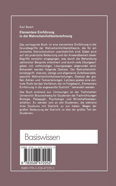Produktbild: Elementare Einf&uuml;hrung in die Wahrscheinlichkeitsrechnung