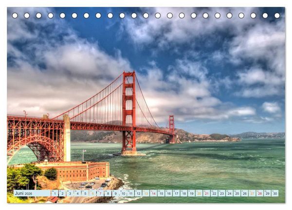 Produktbild: Golden Gate Bridge - Synonym f&uuml;r San Francisco (Tischkalender 2026 DIN A5 quer), CALVENDO Monatskalender