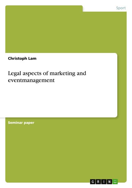 Produktbild: Legal aspects of marketing and eventmanagement