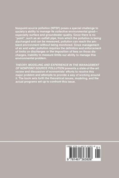 Produktbild: Theory, Modeling and Experience in the Management of Nonpoint-Source Pollution