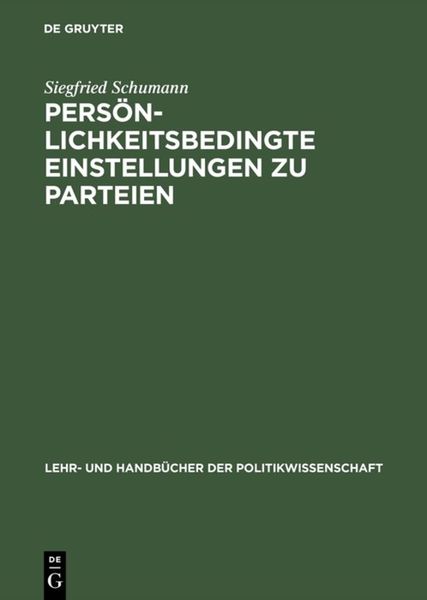 Produktbild: Pers&ouml;nlichkeitsbedingte Einstellungen zu Parteien