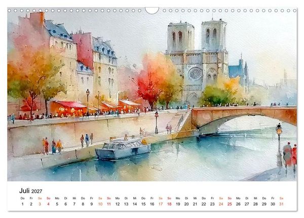 Produktbild: Paris in sanften Farben (Wandkalender 2027 DIN A3 quer), CALVENDO Monatskalender